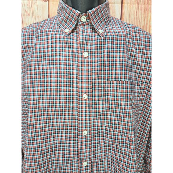 L.L. Bean Mens Small Shirt Slightly Fitted Red & Blue Plaid Button-Down - Picture 3 of 6